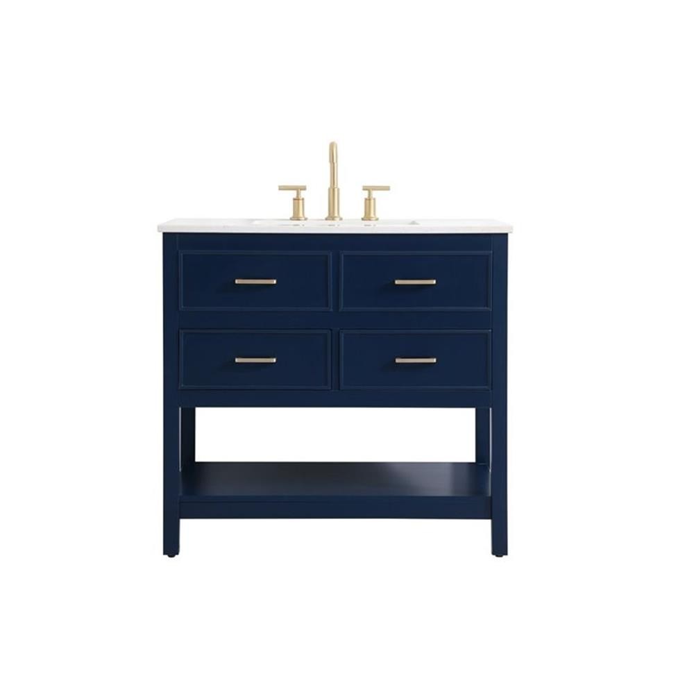 Elegant Decor Sinclaire 36″ Aluminum Alloy & MDF Single Bathroom Vanity in Blue