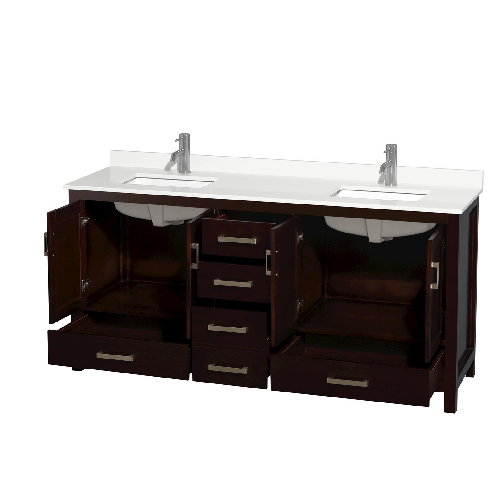 Wyndham Collection WCS141472D-QTZ-UNSMXX Sheffield 72″ – Gray / White Quartz Top
