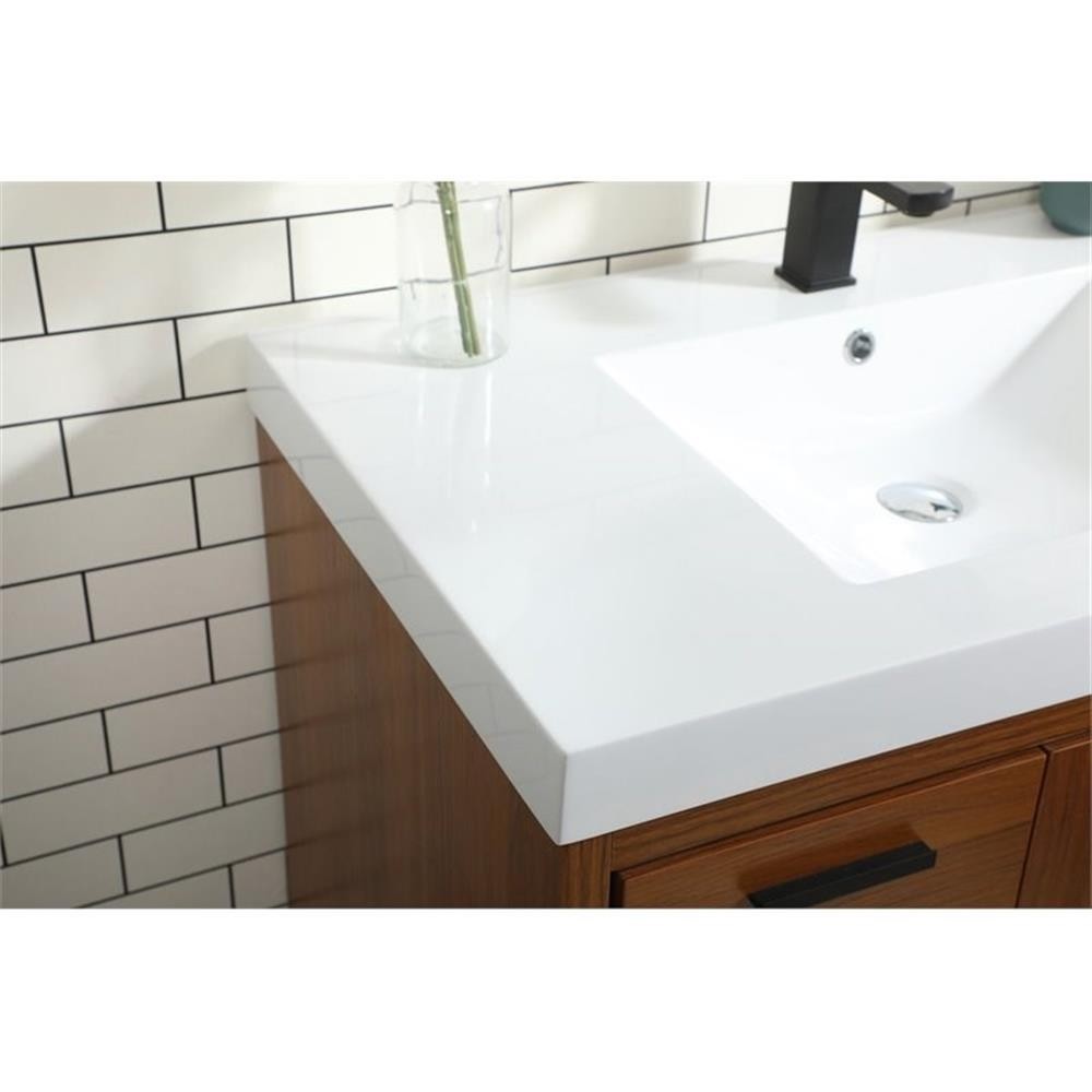 Elegant Decor Wyatt 36″ Aluminum Alloy and MDF Single Bathroom Vanity in Teak