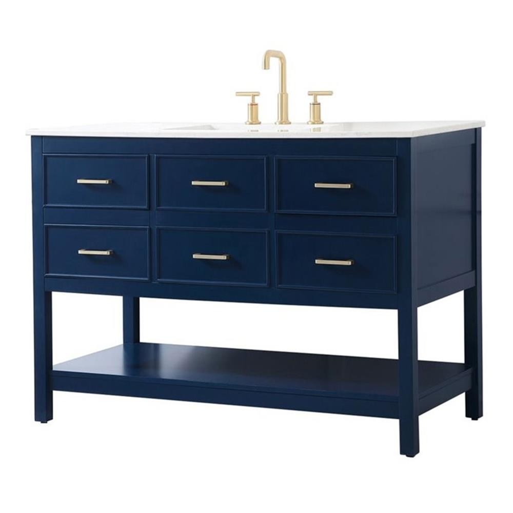 Elegant Decor Sinclaire 48″ Aluminum Alloy & MDF Single Bathroom Vanity in Blue