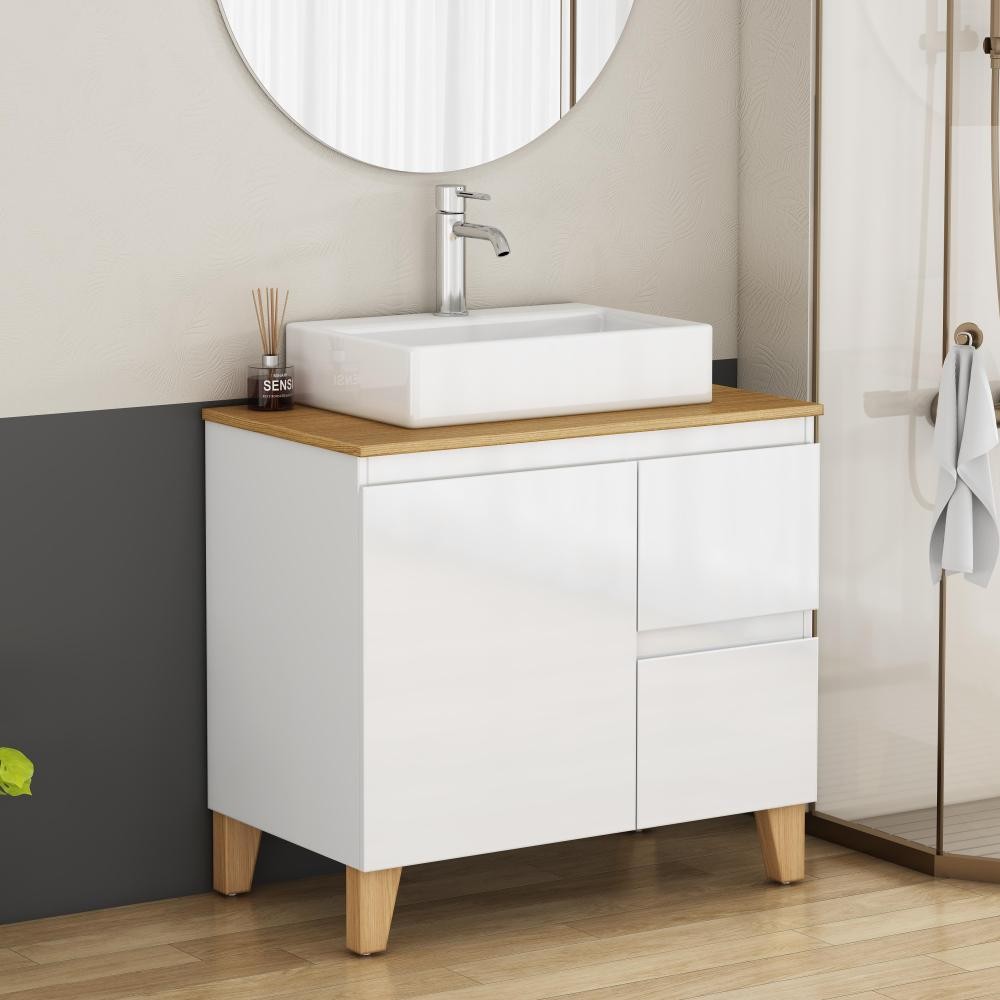 Bathroom Vanity W Sink Features 1 Door A 2 Drawers Includes Soft-Close Mechanism