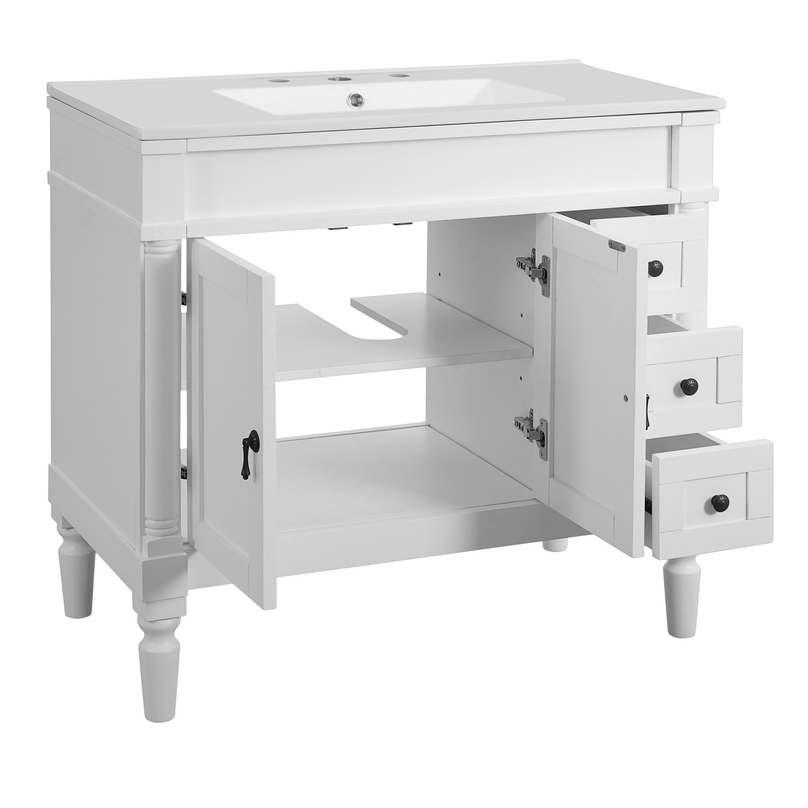 36″ Bathroom Vanity w/Two Soft Close Doors & 3 Drawers Bathroom Storage Cabinet
