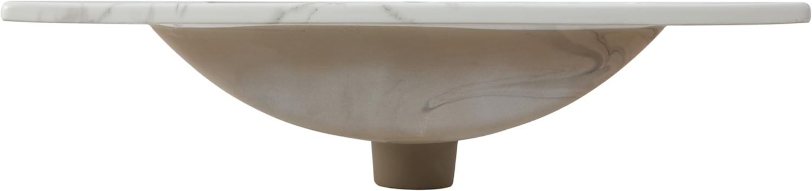 Elegant 24″ Ceramic Vanity Sink Top White Marble Effect Rectangular 3-Hole