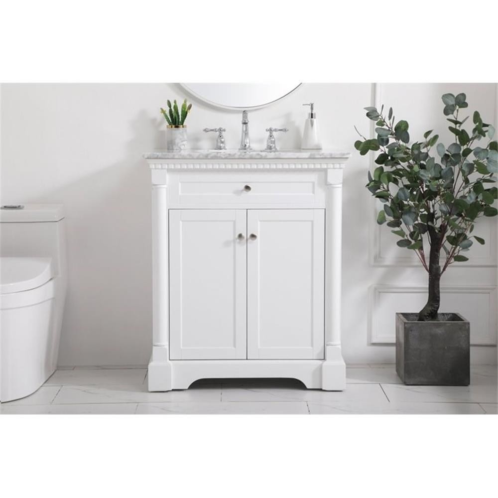 Elegant Decor Clarence 30″ Solid Wood and Metal Single Bathroom Vanity in White