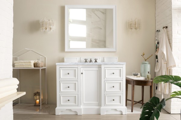 48″ James Martin De Soto 825-V48-BW-3CAR Vanity Cabinet Carrara Marble Top