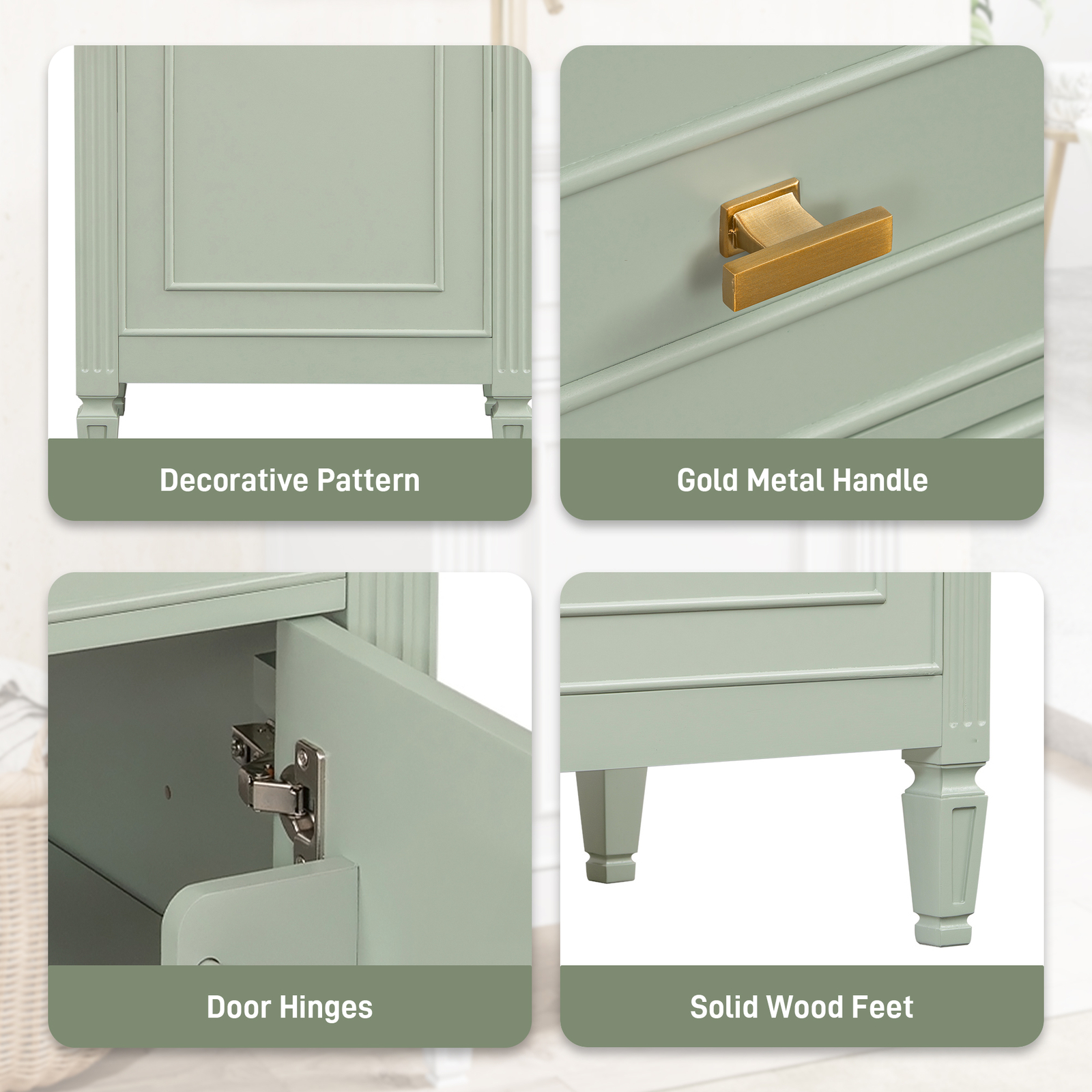 20″ Bathroom Vanity w/Ceramic Sink Modern Storage Cabinet w/Adjustable Shelf