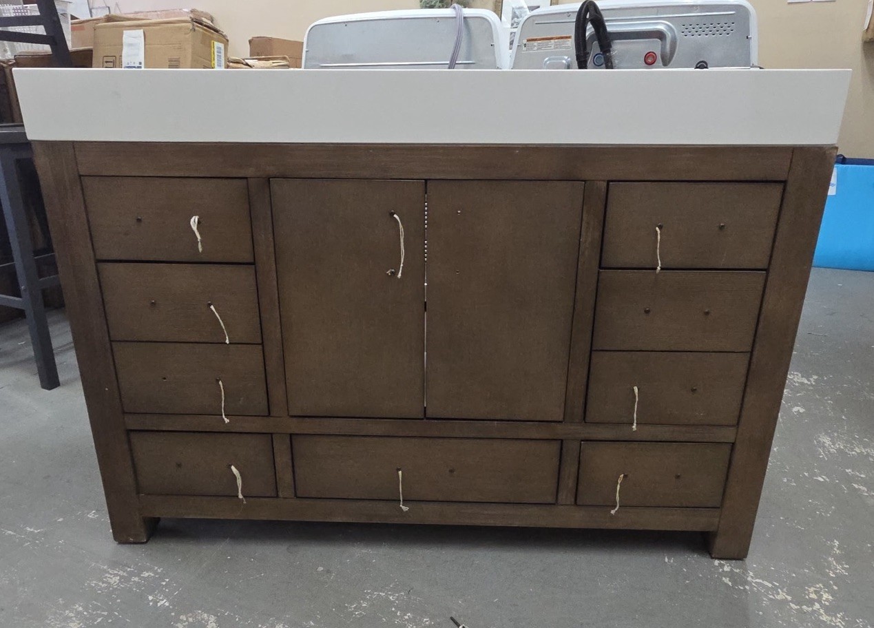 Pick Up Only MISENO Alanya 48″ Freestanding Single Basin Vanity Set in Walnut