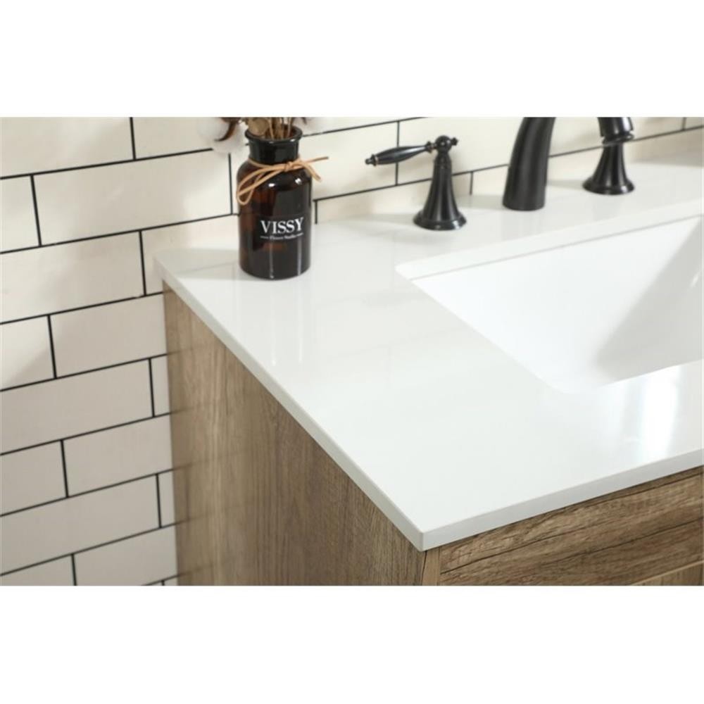 Elegant Decor Eugene 30″ Aluminum MDF Single Bathroom Vanity in Natural Oak