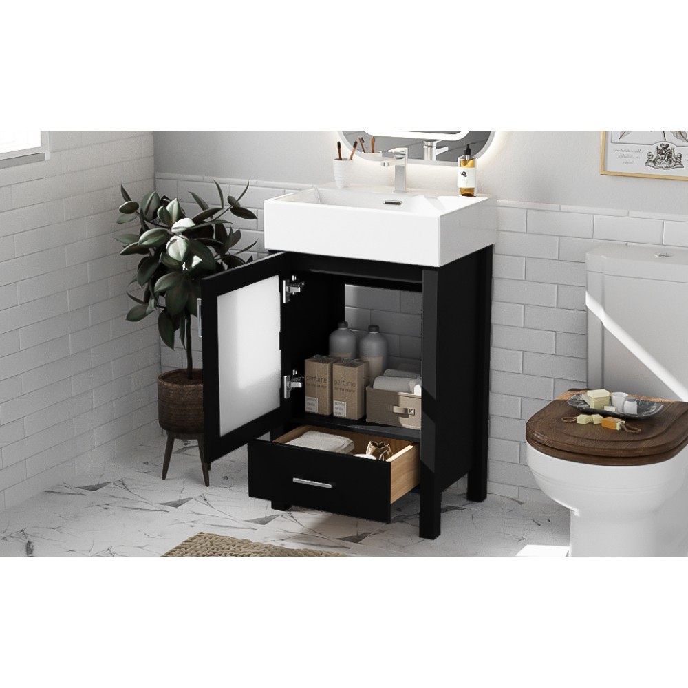 20In bathroom vanitywithceramic sink and ample storage ideal for small bathrooms