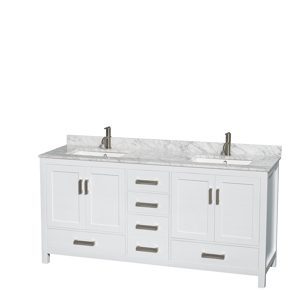 Wyndham Collection WCS141472DUNSMED Sheffield 72″ – Espresso / White Carrara