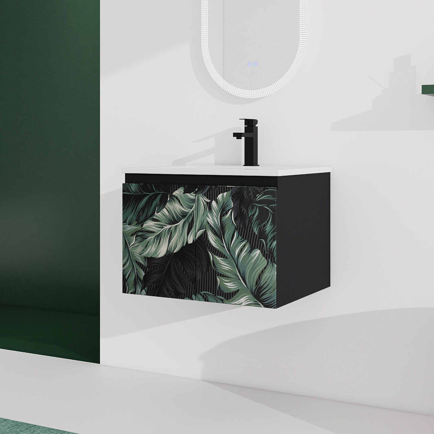 24″ 30″ Wall Mounted Bathroom Vanity with Sink, Floating Vanity Cabinet 2 Doors