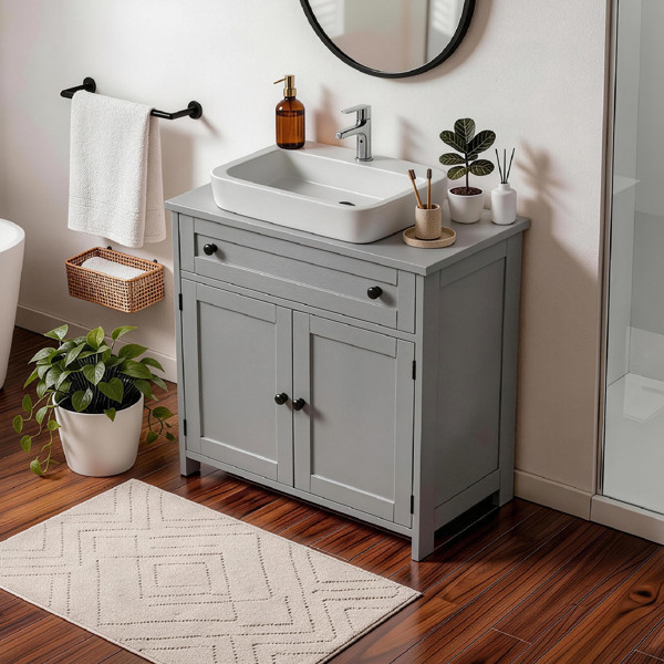 Freestanding Bathroom Under Sink Cabinet Gray For Bathroom Laundry Room
