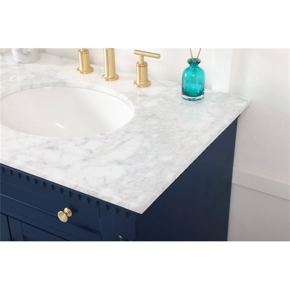 Elegant Decor Clarence 72″ Solid Wood and Metal Double Bathroom Vanity in Blue