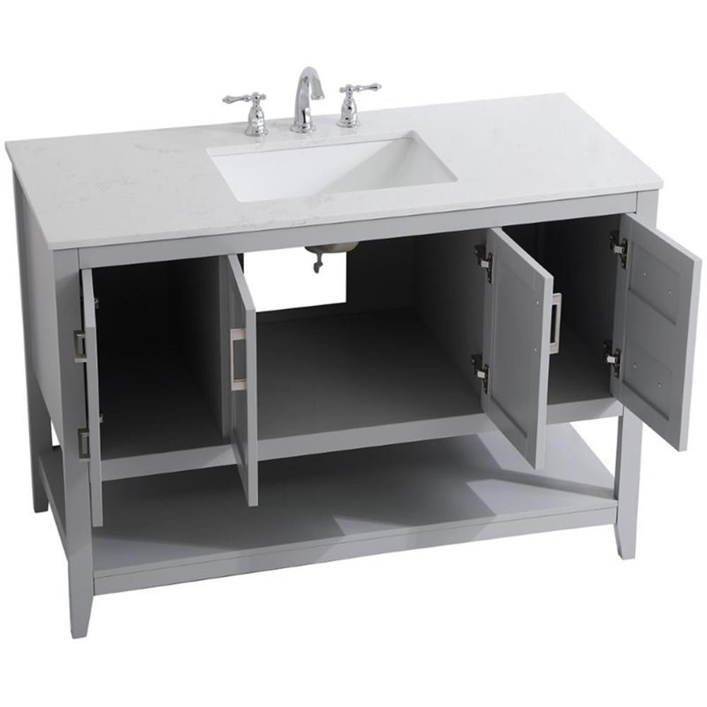 Elegant Decor Aubrey 48″ Single Quartz Top Bathroom Vanity in Gray