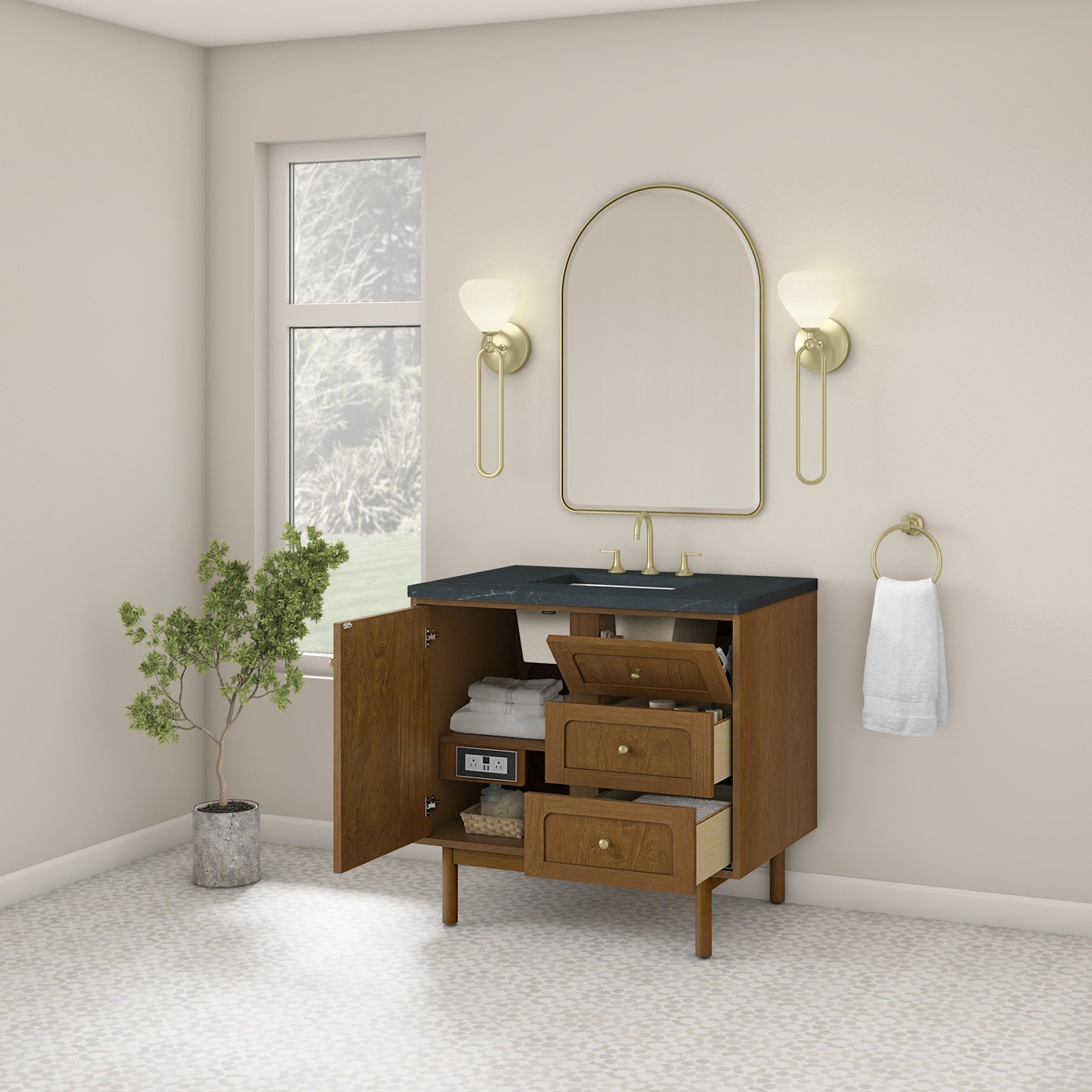 James Martin Vanities 545-V36-3CSP Laurent 36″ Single Basin – Light Natural Oak
