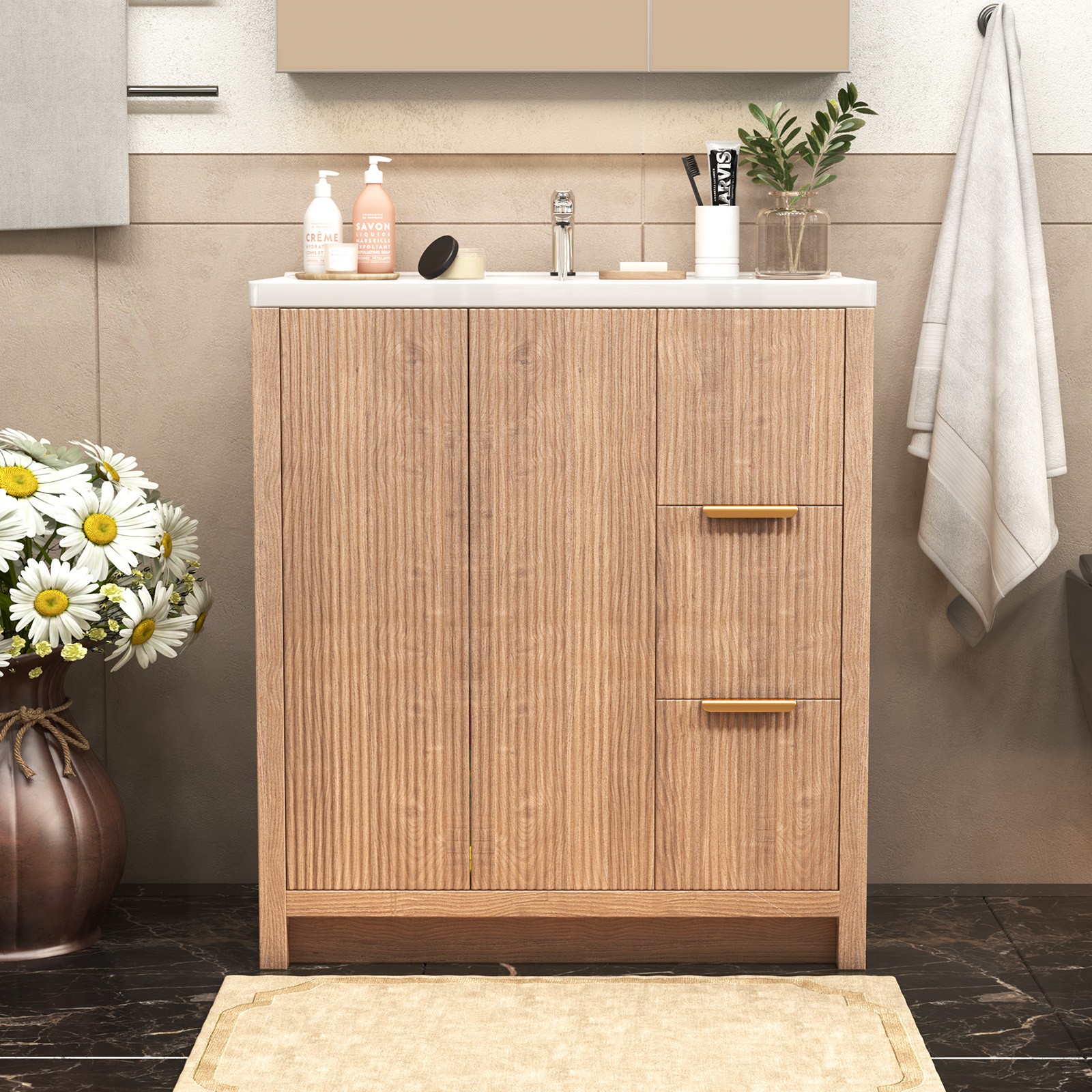 31″ Bathroom Vanity with Sink Bathroom Cabinet with Shelf Storage and Drawer