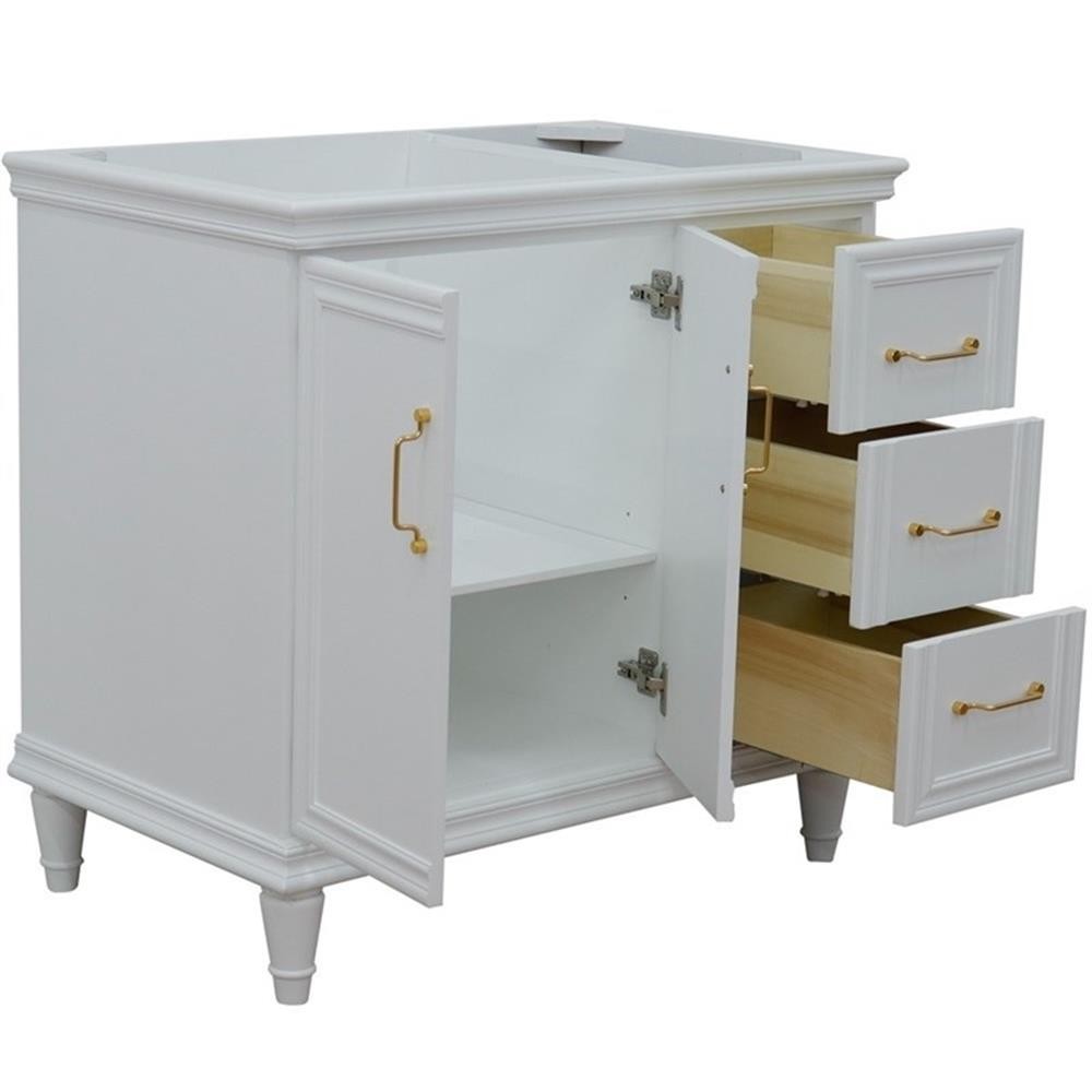 36 in. Single Wooden Vanity White Finish Left Door Cabinet Only