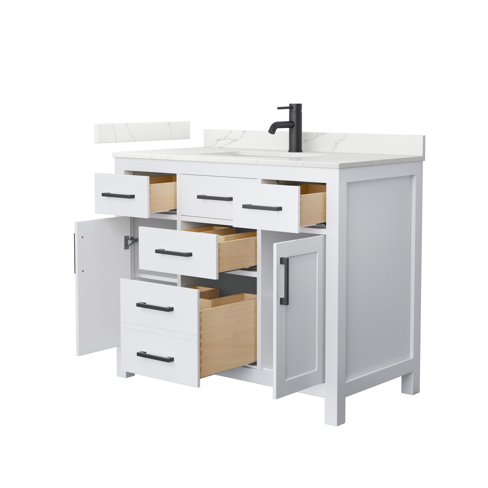 Wyndham Collection WCG2424-42S-QTZ-UNSMXX Beckett 42″ – White / White Quartz Top