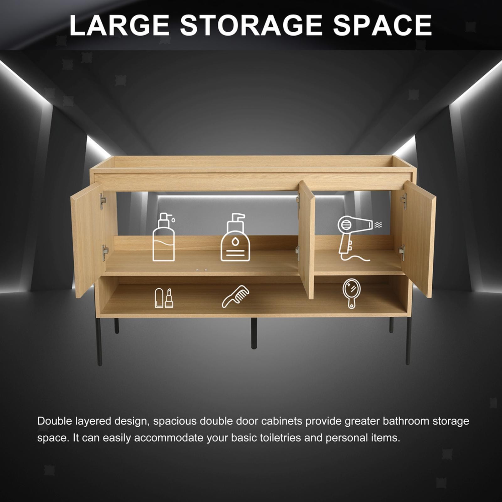 Modern 48″ Bathroom Vanity with Thick Plank Construction,