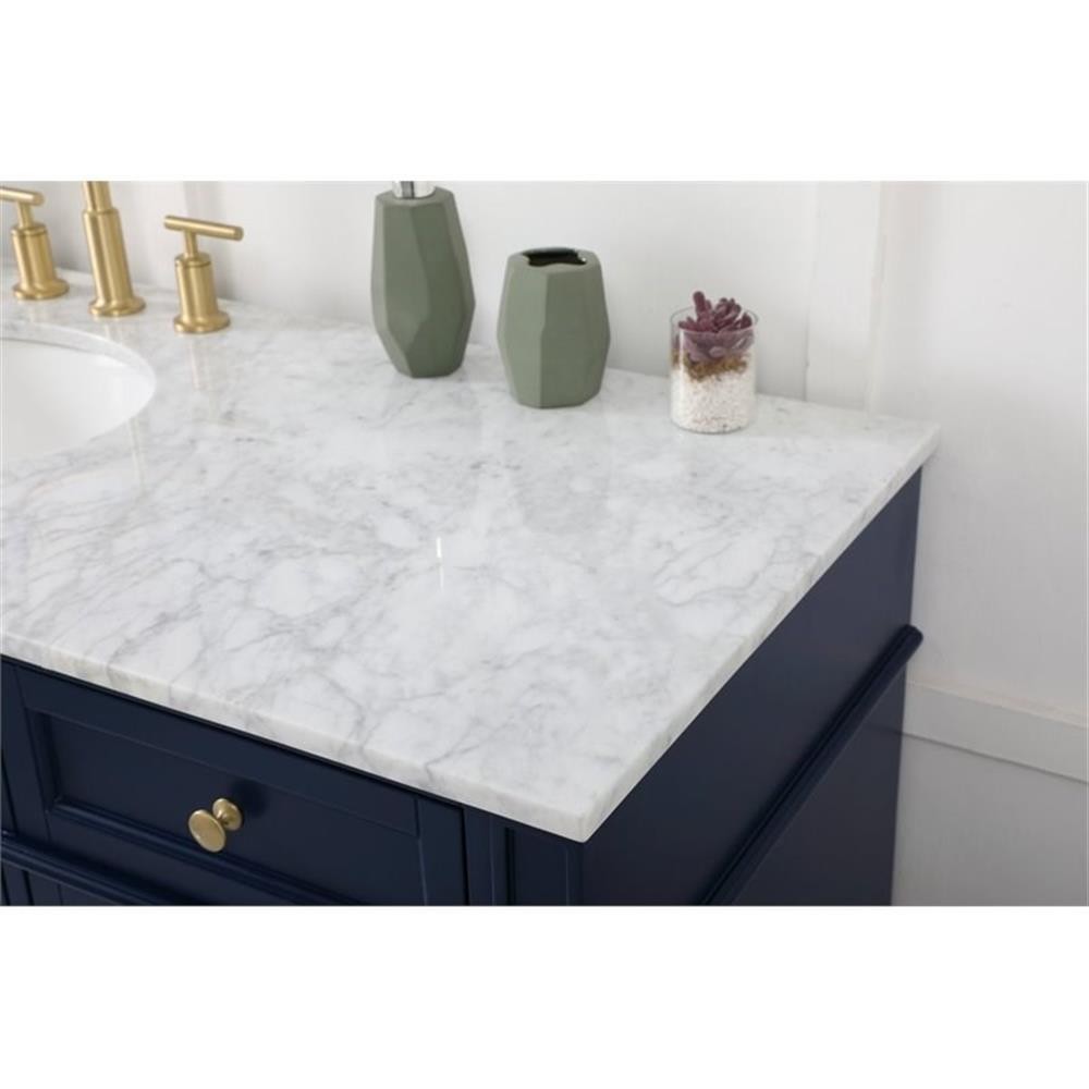 Elegant Decor Park Avenue 60″ Metal MDF Marble Single Bathroom Vanity in Blue