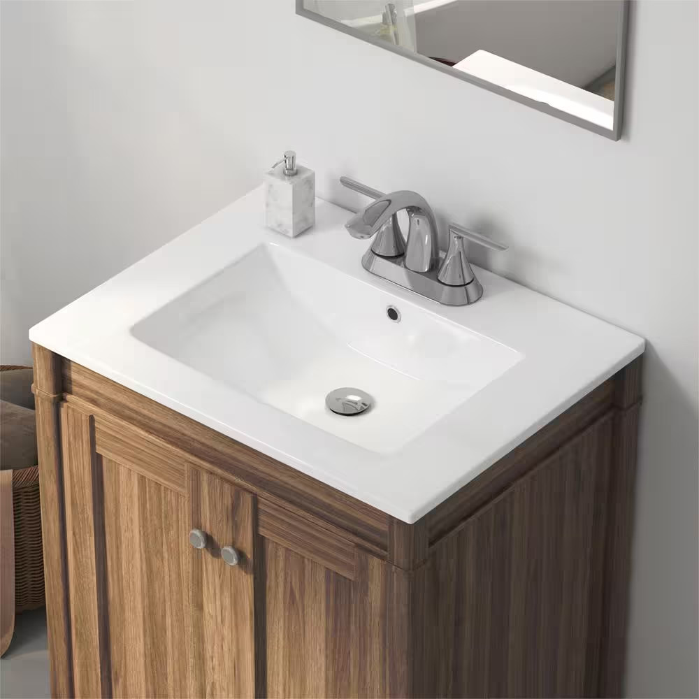 Tucson 24 In. W X 18 In. D Vitreous China Vanity Top in White with 3 Faucet Hole
