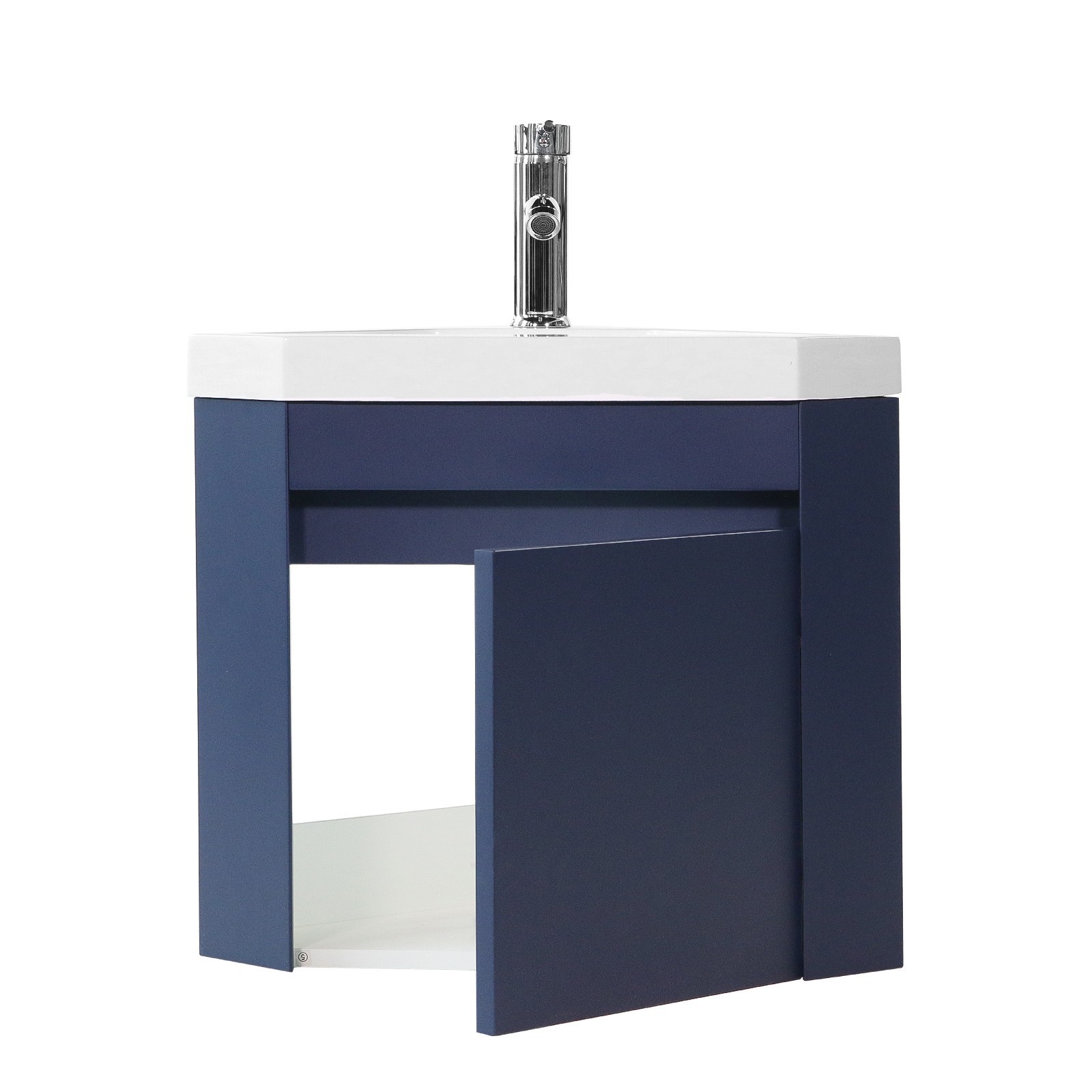 Corner Wall Mounted Bathroom Vanity Floating Cabinet w/Sink for Small Bathroom