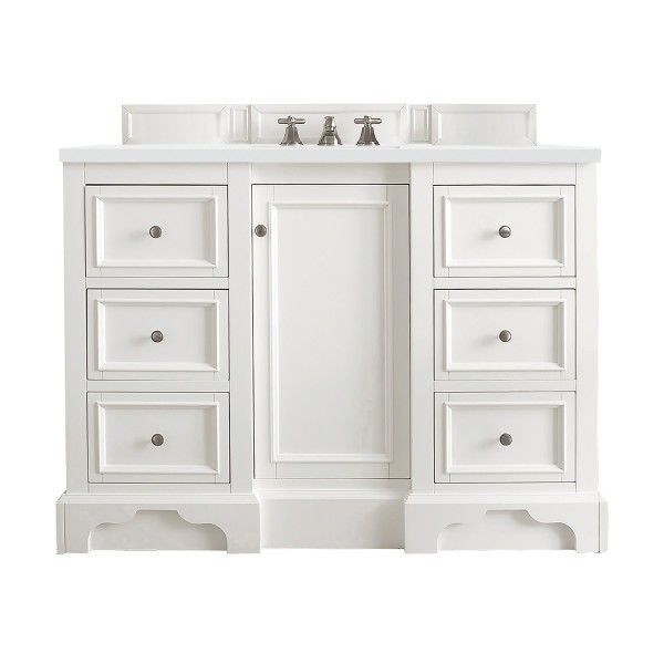 48″ James Martin De Soto 825-V48-BW-3WZ Vanity Cabinet White Zeus Silestone Top