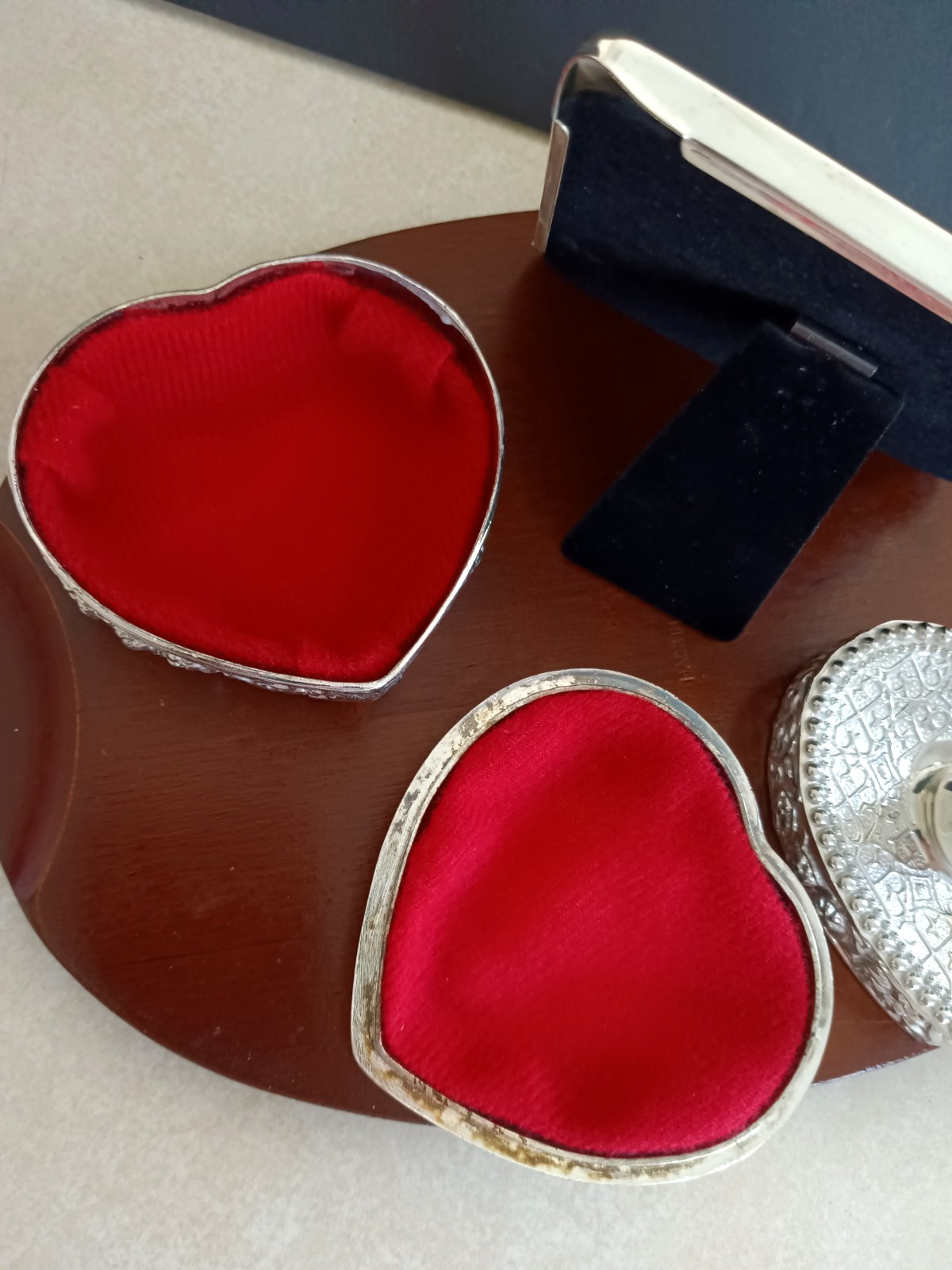 Davco Decorators Choice Silver Vanity Set Jewelry Box Frame Ring Holder Box
