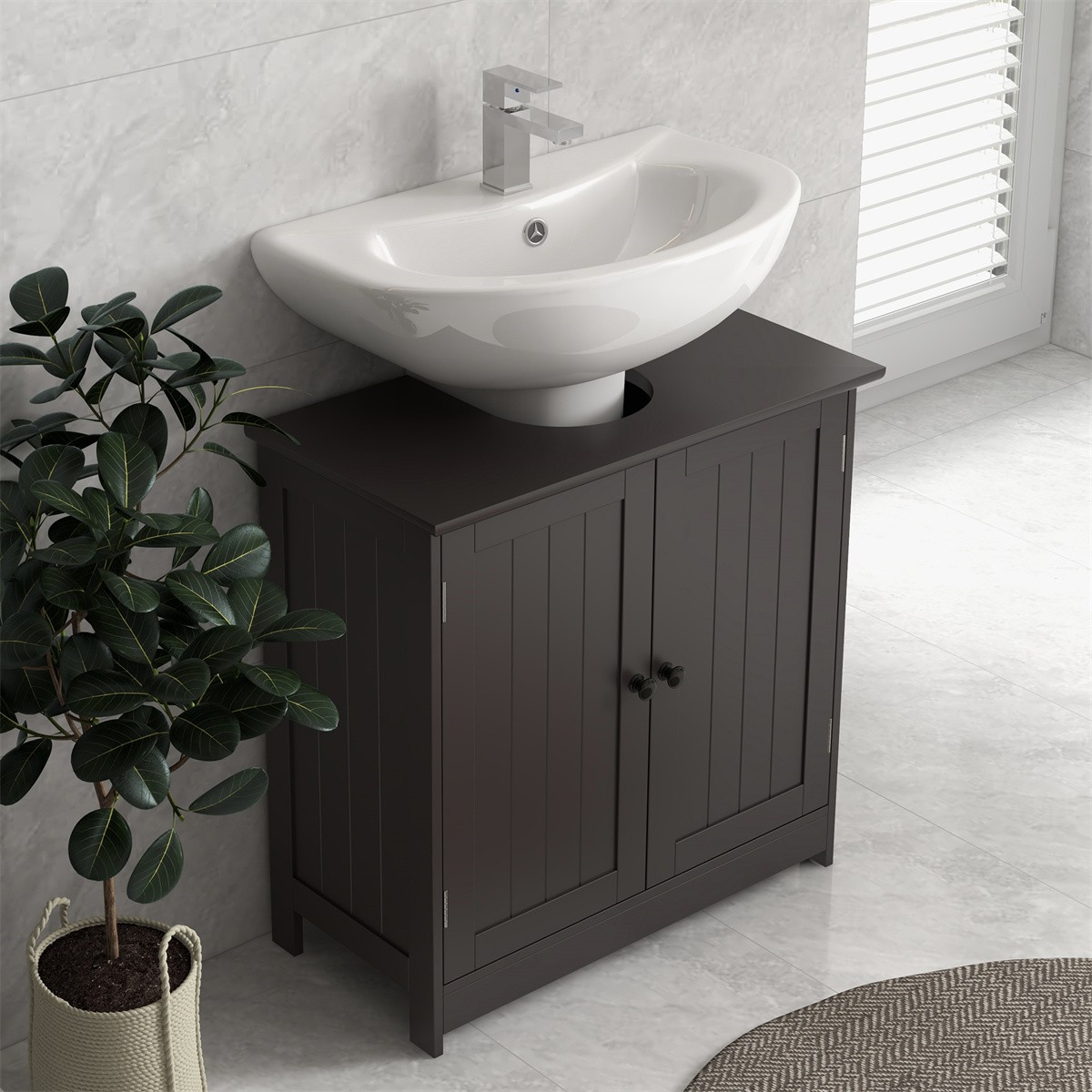 Pedestal Sink Storage Cabinet 23.5″ L x 11.75″ W x 23.5″ H Coffee