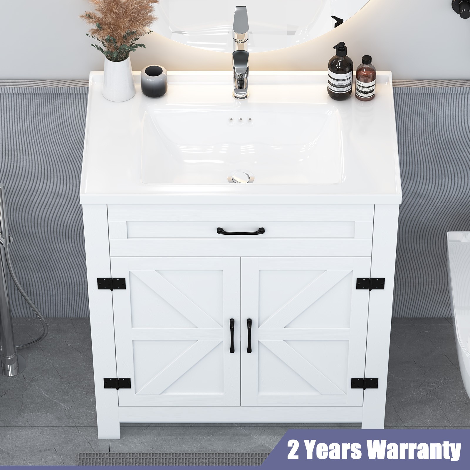 Modern Bathroom Sink Cabinet & Wash Basin Sink Cabinet with Door Waterproof