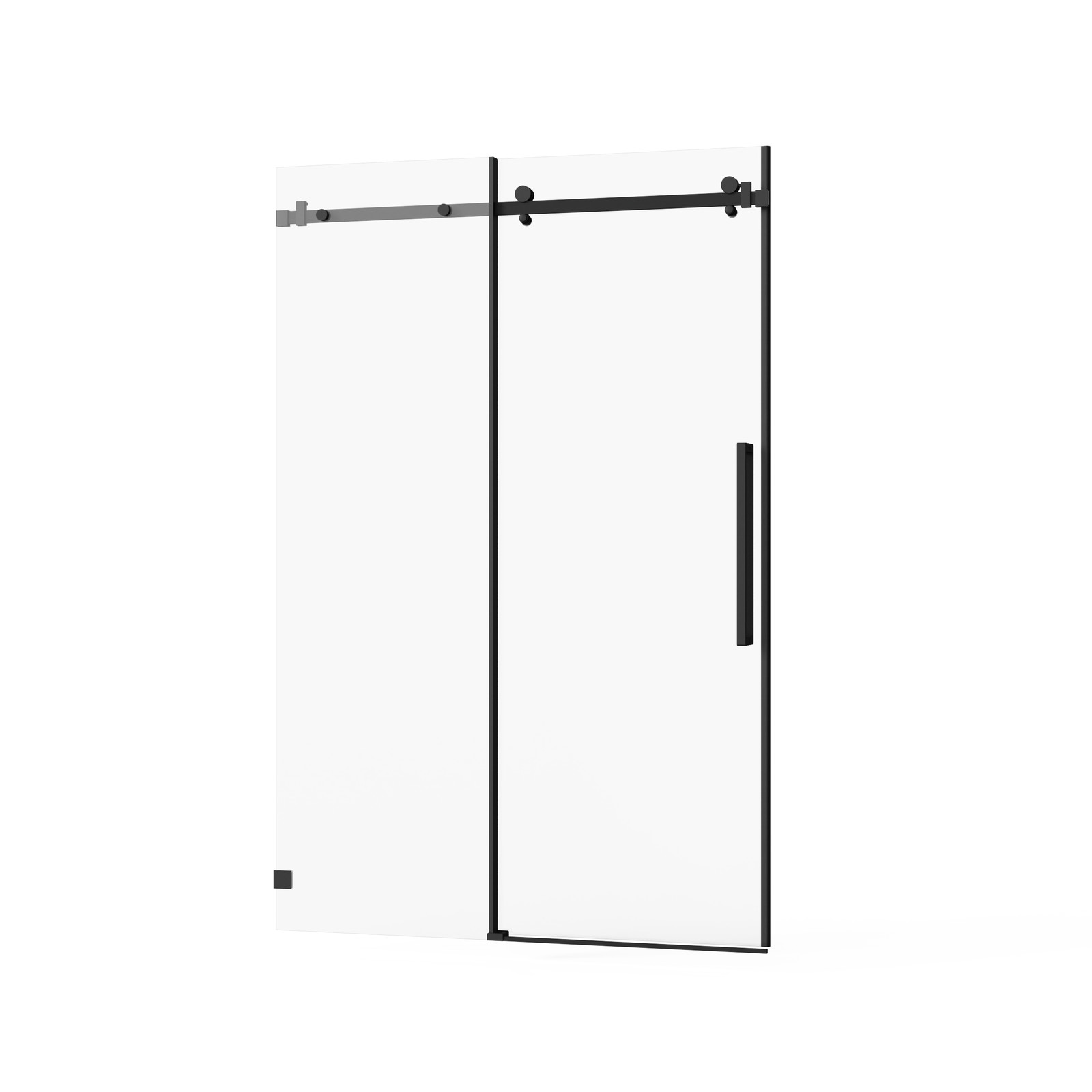 48″ W x 72″ H Sliding Shower Door, Frameless Sleek Glass Shower Door Matte Black
