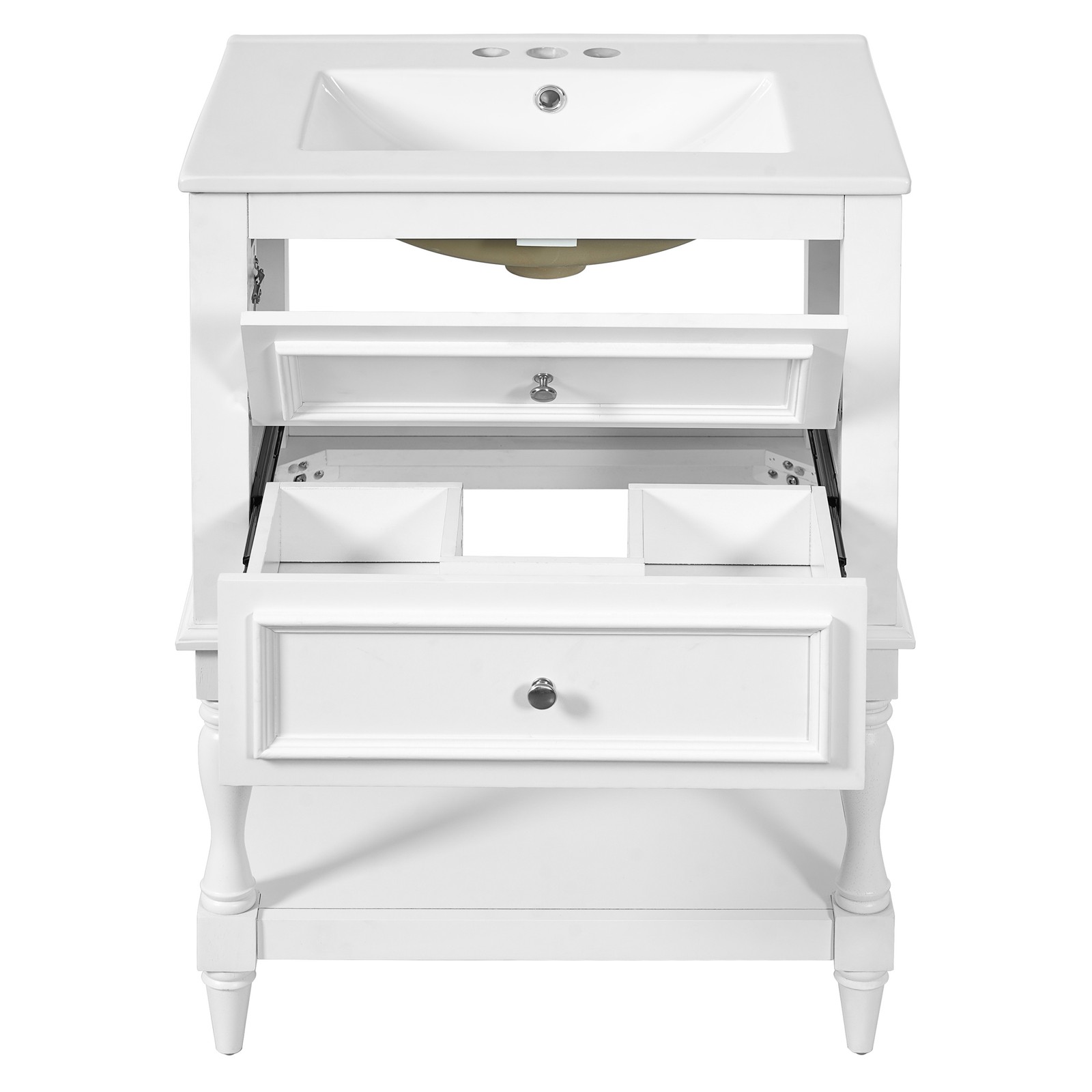 FUNIDEE 24″ Bathroom Vanity with Ceramic Sink Storage Cabinet with 2 Drawers
