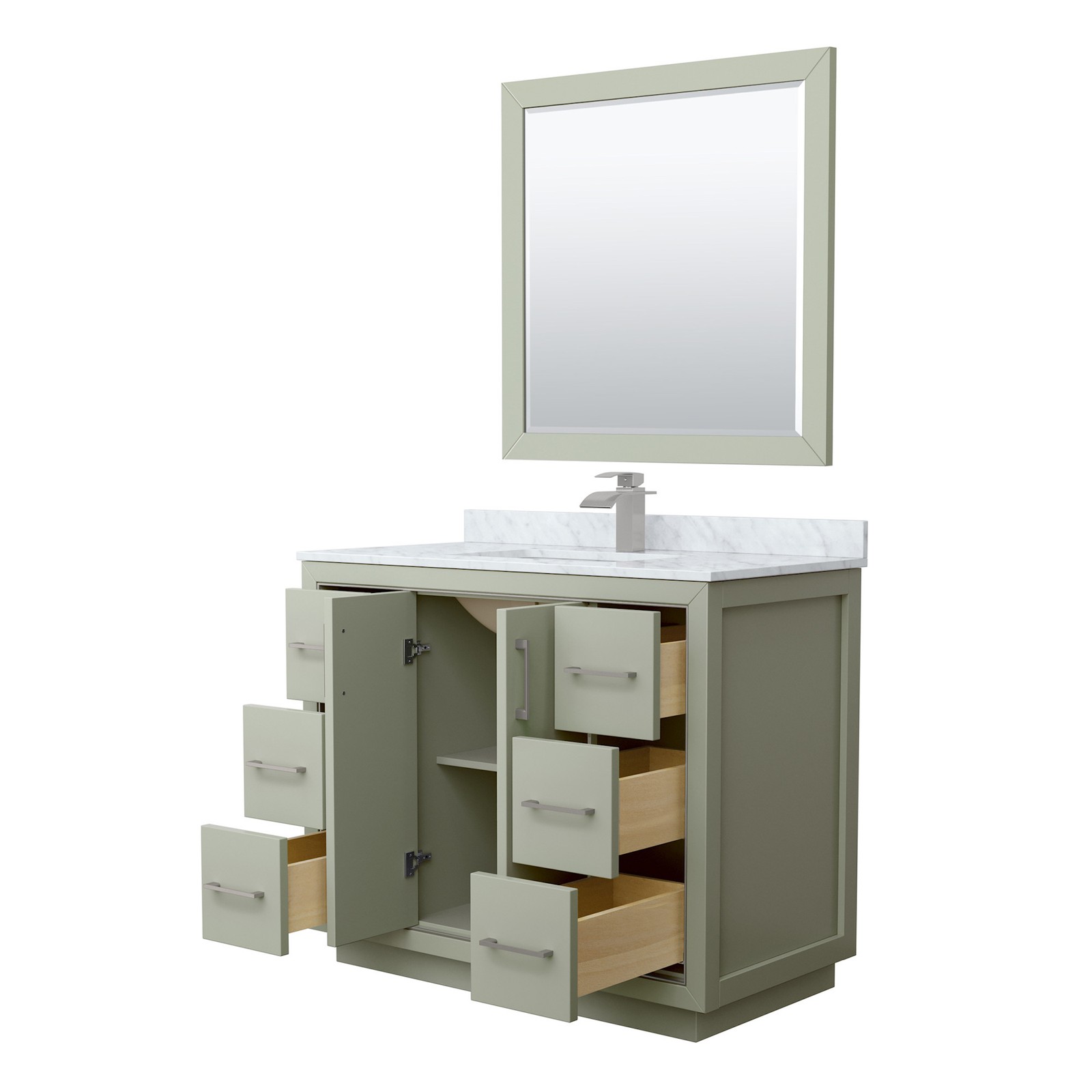 Wyndham Collection WCF1111-42S-NAT-M34 Icon 42″ – White / Brushed Nickel