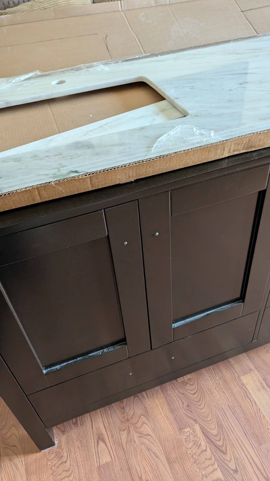 Ariel Cambridge 72″ W X 21-1/2 D Espresso vanity with marble top & Mirror
