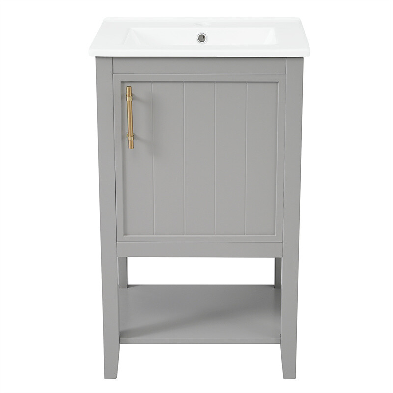 20″ Bathroom Vanity with Sink Door Open Shelf Rack Freestanding Storage Cabinet