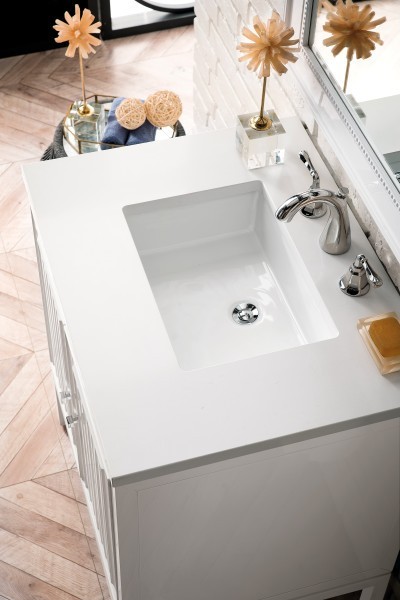 30″ James Martin Athens E645-V30-GW-3WZ Vanity Cabinet White Zeus Silestone Top