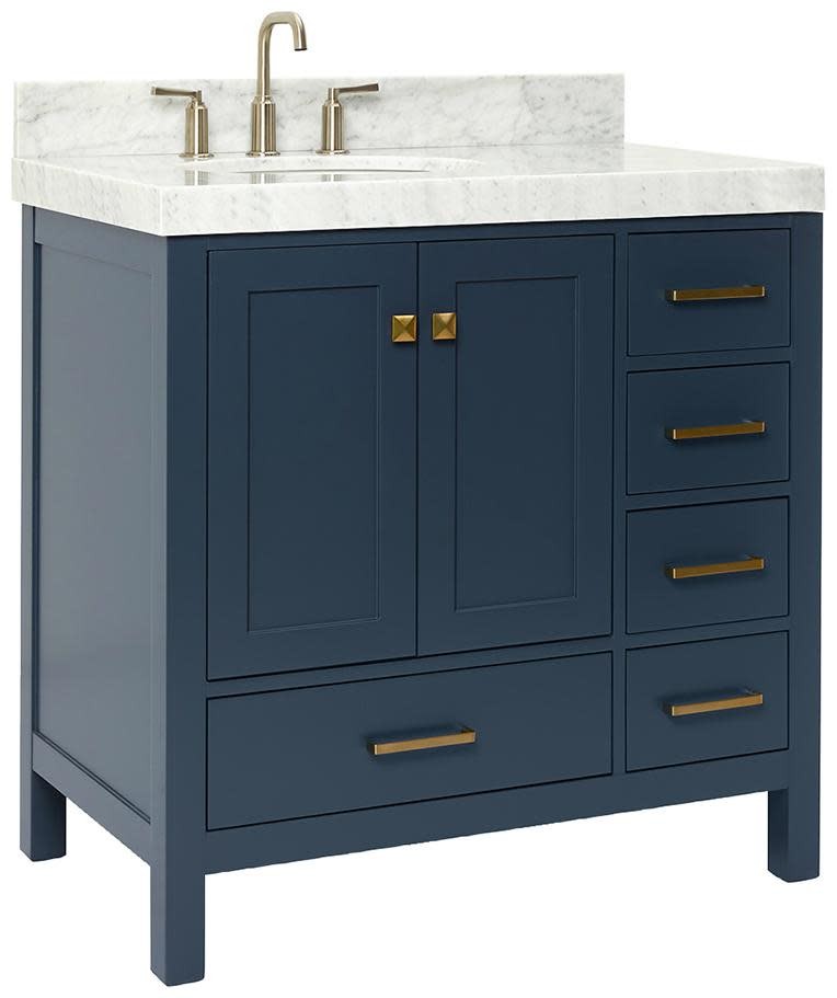 Ariel A036SLCW5OVO Cambridge 36″ – Midnight Blue / Italian Carrara Marble Top /