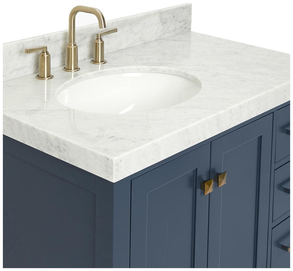 Ariel A036SLCW5OVO Cambridge 36″ – White / Italian Carrara Marble Top / Brushed