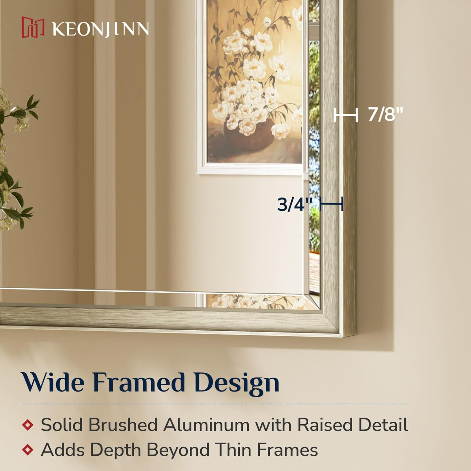 Keonjinn 20″ X 30″ Brushed Nickel Bathroom Mirrors for over Sink, Silver Vanity
