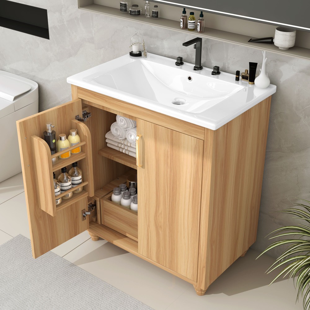 30″ Bathroom Vanity with Sink Combo Multi-functional Bathroom Cabinet with Doors