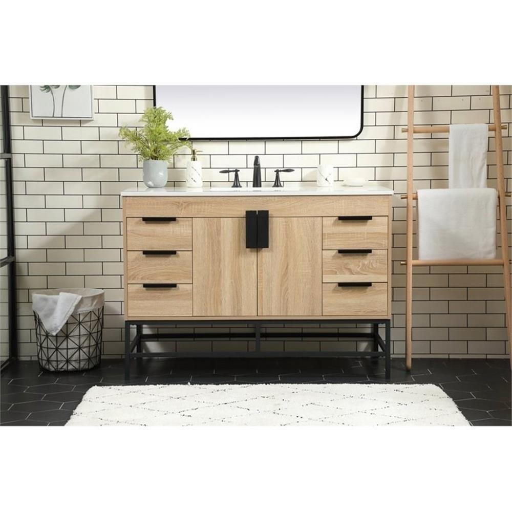 Elegant Decor Eugene 48″ Aluminum Iron MDF Single Bathroom Vanity in Mango Wood