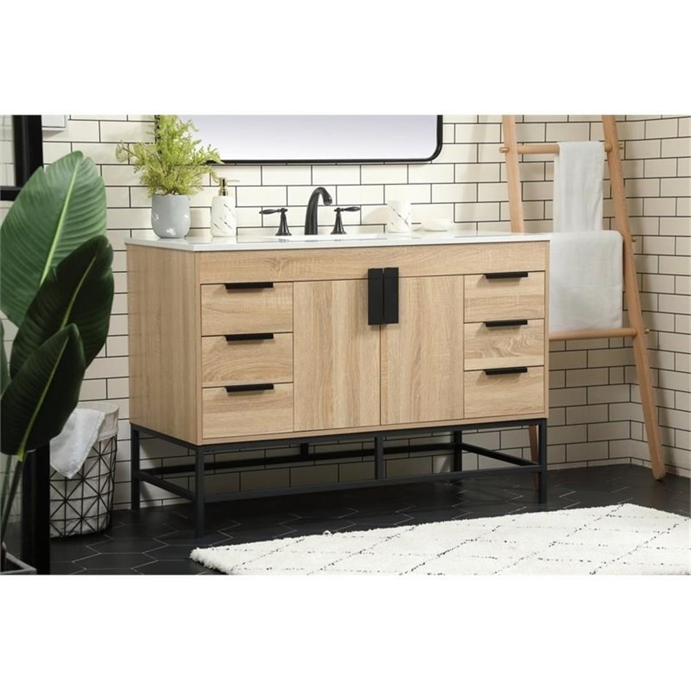 Elegant Decor Eugene 48″ Aluminum Iron MDF Single Bathroom Vanity in Mango Wood