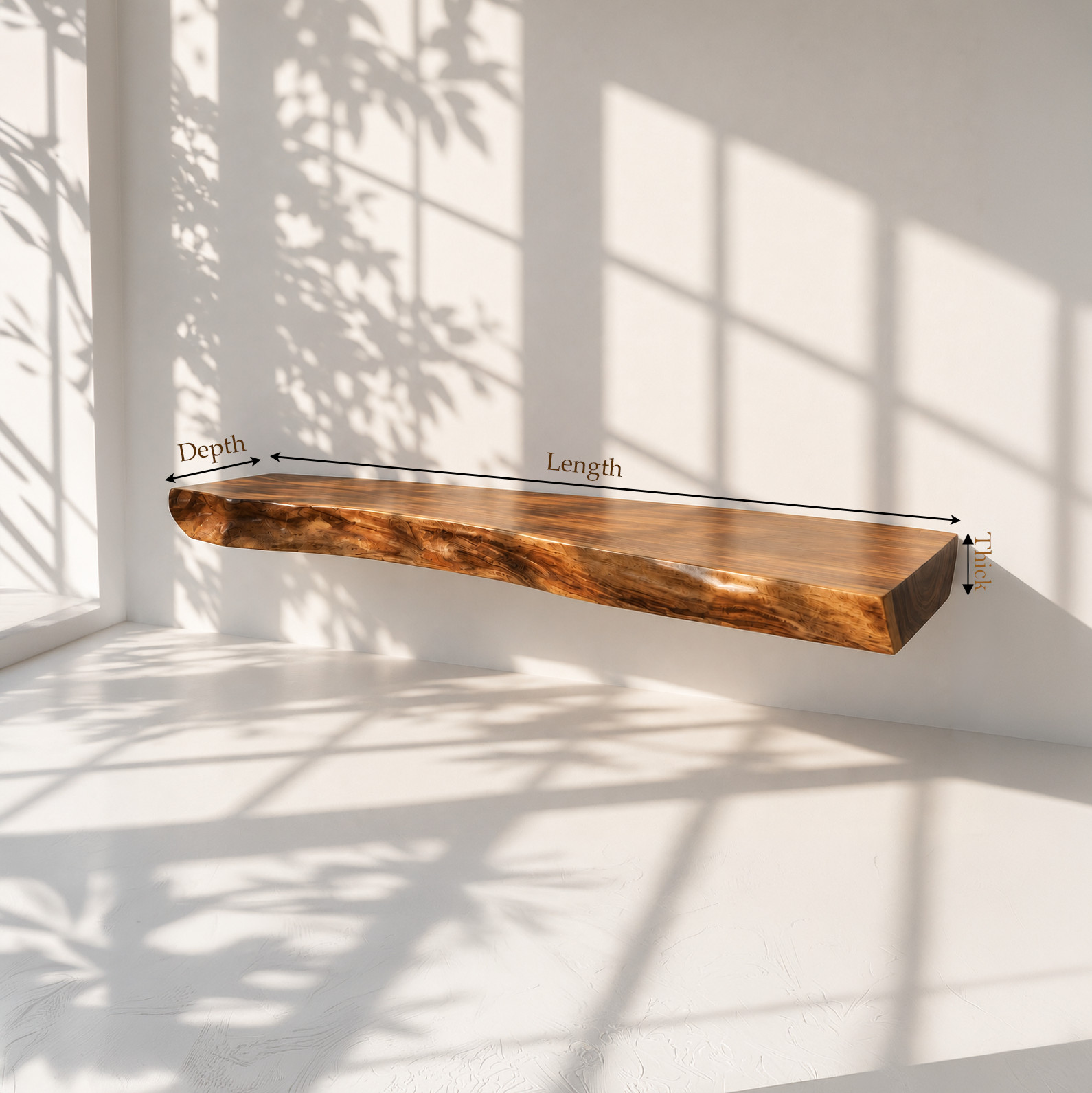 Floating Bathroom Vanity Rustic Solid Wood Live Edge Bathroom Sink Console