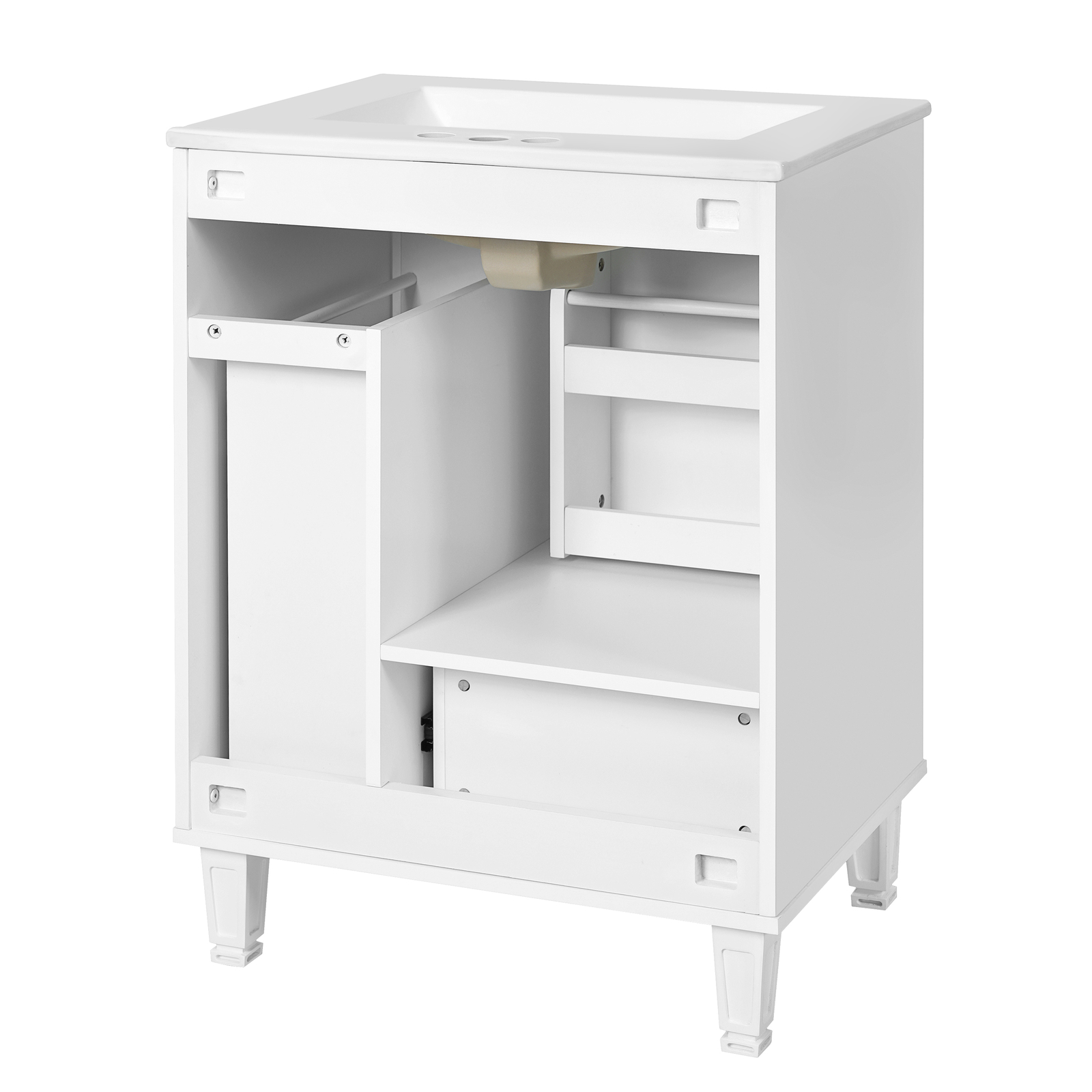 24″ Bathroom Vanity w/Ceramic Sink And Storage Cabinet Drawers Solid Wood Frame