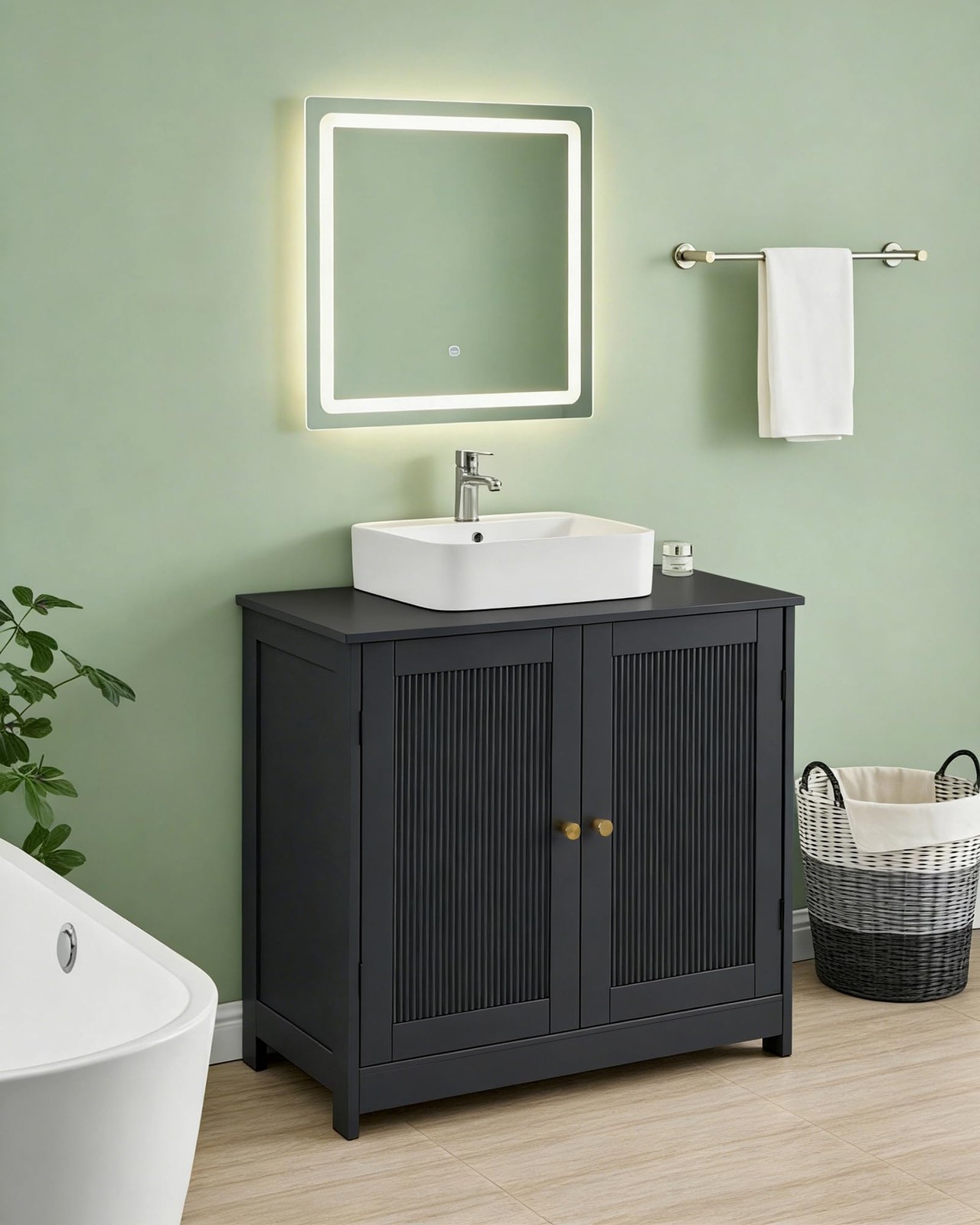 Bathroom Vanity Sink Cabinet, Under Sink Storage Cabinet with 2 Fluted Doors …