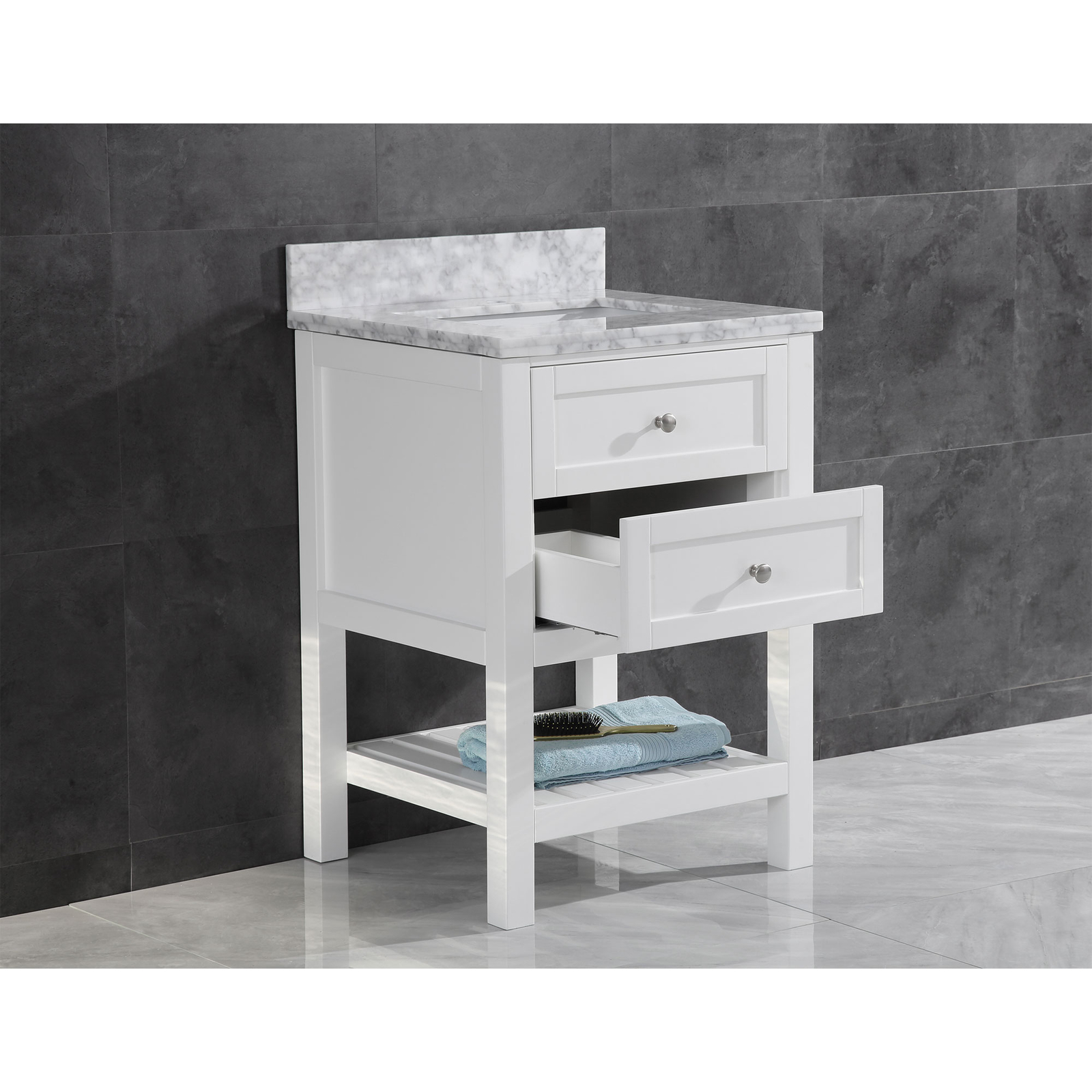 23.5″ Vanity Cabinet Set with Mirror White LV6-24W by LessCare
