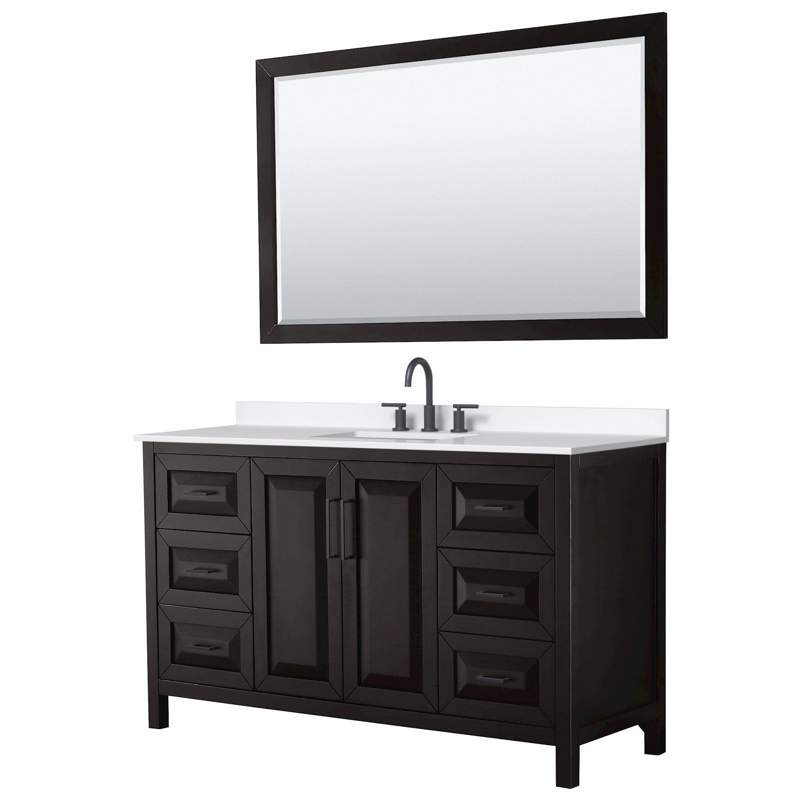 Wyndham Collection WCV252560S-QTZ-US3M58 Daria 60″ – Dark Espresso / White
