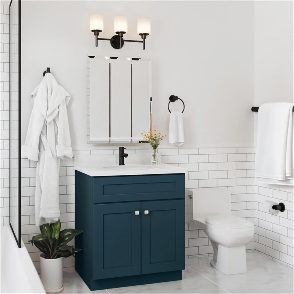 Bowery Hill 31-Inch Bath Vanity – Dark Night Base and Single Hole Top