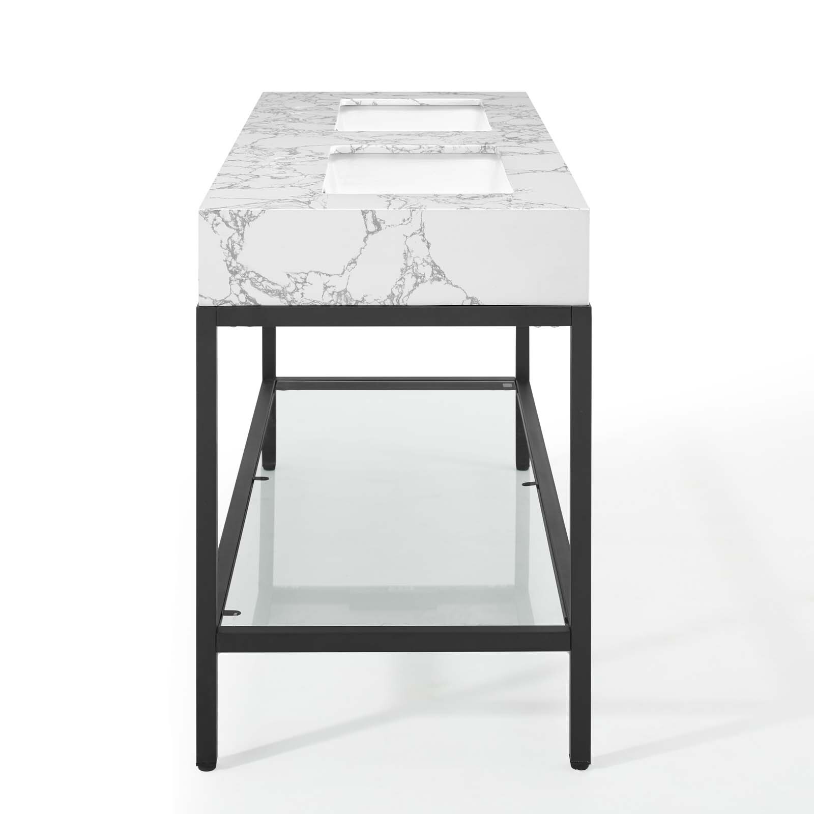 Modway Kingsley 60″ Black Stainless Steel Bathroom Vanity in Black White
