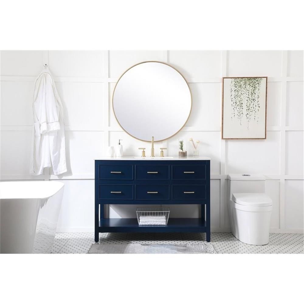 Elegant Decor Sinclaire 48″ Aluminum Alloy & MDF Single Bathroom Vanity in Blue